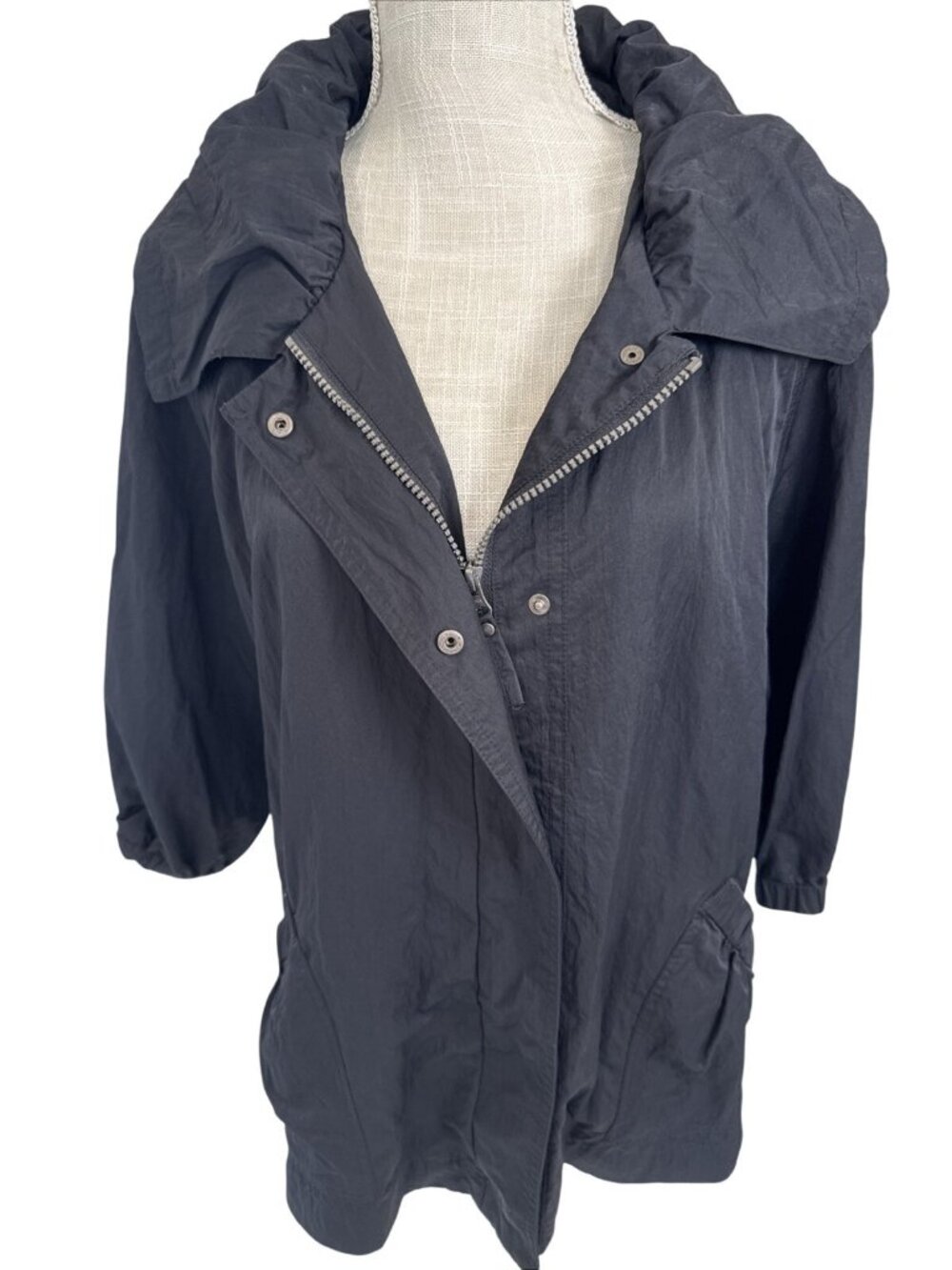 Bagatelle Womens Lightweight Jacket XL Black Oversized Collar & Elastic Waist